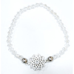 Bracelet Verre de Murano Cristal Perles Facettées Coniques Insert Fleur de Lotus