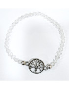 Bracelet Verre de Murano Cristal Perles Facettées Coniques Insert Arbre de Vie