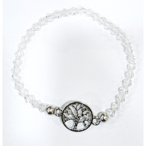 Bracelet Verre de Murano Cristal Perles Facettées Coniques Insert Arbre de Vie