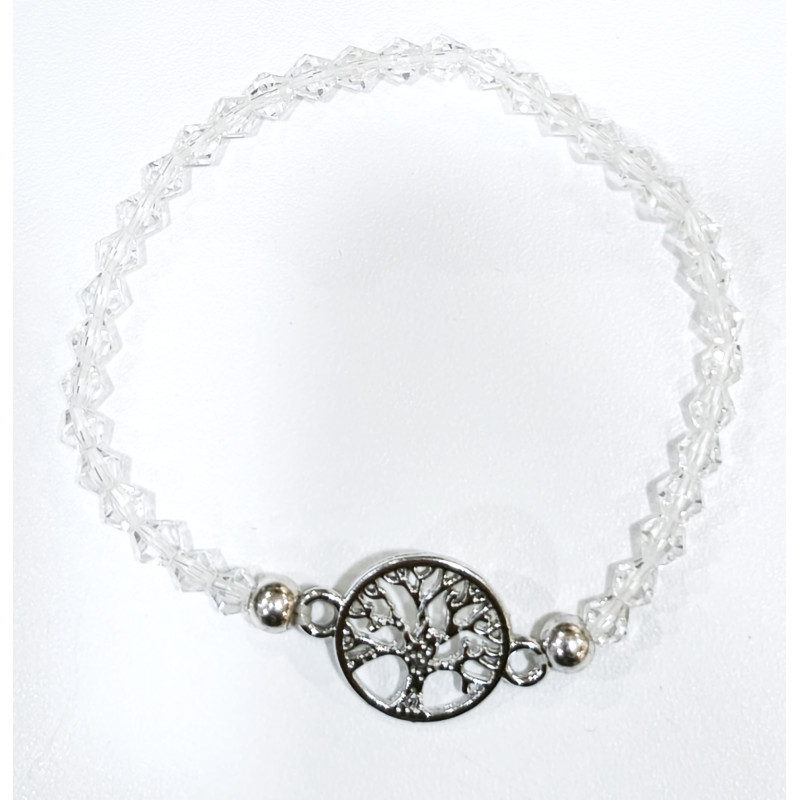 Bracelet Verre de Murano Cristal Perles Facettées Coniques Insert Arbre de Vie