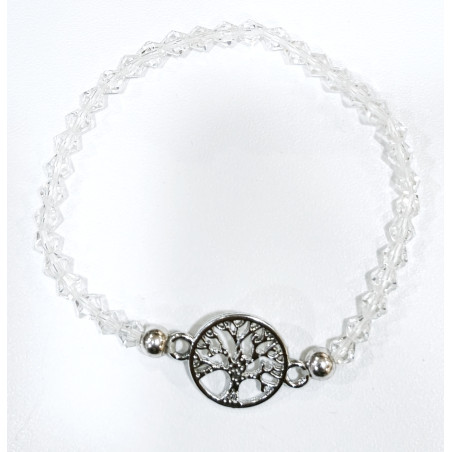 Bracelet Verre de Murano Cristal Perles Facettées Coniques Insert Arbre de Vie
