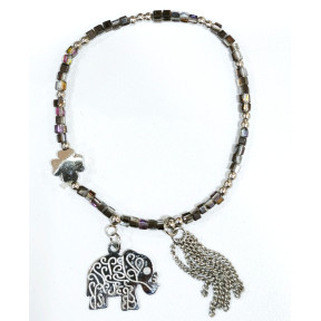 Bracelet Swarovski Arc en Ciel Mini Cubes 2mm avec Breloque Eléphant