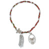 Bracelet Swarovski Rouge et Vert Mini Cubes 2mm avec Breloque Chouette