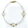 Bracelet Cristal de Roche et Perle de Majorque 10mm Pierres facettées 4mm avec Fermoir Doré 18 cm