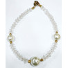 Bracelet Cristal de Roche et Perle de Majorque 8 et 10mm Pierres facettées 4mm avec Fermoir Doré 18 cm