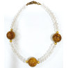 Bracelet Cristal de Roche Pierres de 4mm Facettées et Jaspe Mokaïte 10mm avec Fermoir Doré 18 cm
