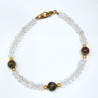 Bracelet Cristal de Roche Pierres de 4mm Facettées et Jaspe Sang de Dragon 6mm avec Fermoir Doré 18 cm
