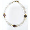 Bracelet Cristal de Roche Pierres de 4mm Facettées et Jaspe Pop 6mm avec Fermoir Doré 18 cm