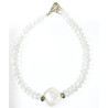 Bracelet Cristal de Roche Pierres de 4mm Facettées et Nacre avec Fermoir 18 cm