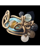 Bague Turquoise Labradorite Pierre de lune Laiton Taille 53