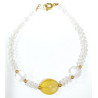Bracelet Cristal de Roche Pierres de 4mm Facettées et Pierres Rondes 8mm Agate avec Fermoir Doré 18 cm