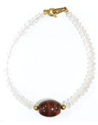 Bracelet Cristal de Roche Pierres de 4mm Facettées Jaspe Rouge avec Fermoir Doré 18 cm