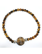 Bracelet Œil de Tigre Pierres Rondes 6mm Bouddha
