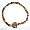 Bracelet Œil de Tigre Pierres Rondes 6mm Bouddha