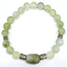 Bracelet Jade et Agate Mousse Pierres rondes 8mm avec Inserts Acier