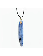 Pendentif Cyanite Bleue 4.5 cm sur Cordon Noir Réglable 2