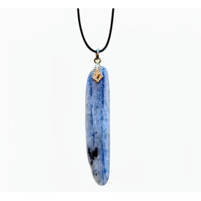 Pendentif Cyanite Bleue 4.5 cm sur Cordon Noir Réglable 2