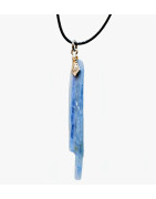 Pendentif Cyanite Bleue 4.5 cm sur Cordon Noir Réglable 3