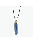 Pendentif Cyanite Bleue 4.5 cm sur Cordon Noir Réglable 4