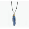 Pendentif Cyanite Bleue 4.5 cm sur Cordon Noir Réglable 4