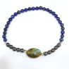 Bracelet Lapis-Lazuli  et Hématite Pierres Rondes 4mm Labradorite Pierre Roulée