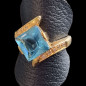 Bague Topaze bleue argent 925 plaqué or Taille 59