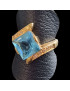 Bague Topaze bleue argent 925 plaqué or Taille 59