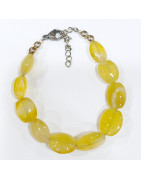 Bracelet Agate de Feu Pierres Roulées avec Fermoir 18 + 5 cm