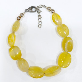 Bracelet Agate de Feu Pierres Roulées avec Fermoir 18 + 5 cm