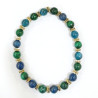 Bracelet Azurite et Malachite avec Inserts Dorés Pierres Rondes 6mm