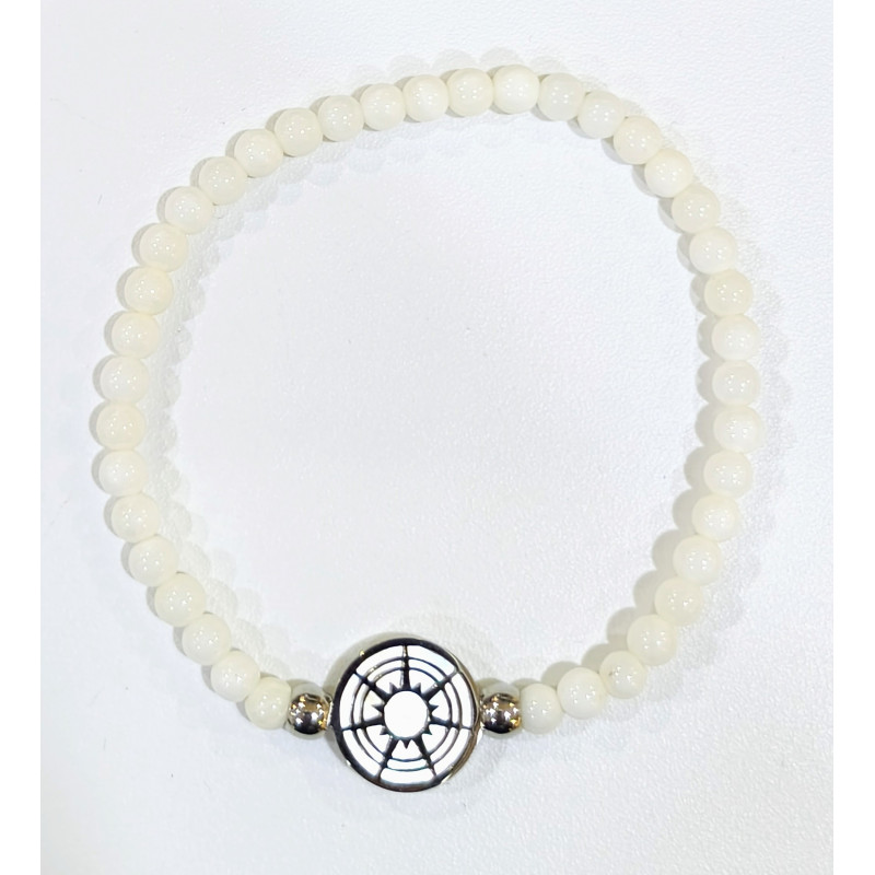 Bracelet Nacre Pierres Rondes 4mm avec Symbole Boussole