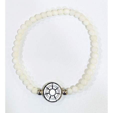 Bracelet Nacre Pierres Rondes 4mm avec Symbole Boussole