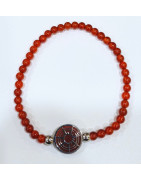 Bracelet Cornaline Pierres Rondes 4mm avec Insert Boussole