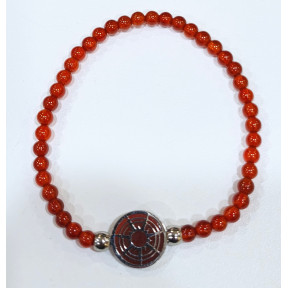 Bracelet Cornaline Pierres Rondes 4mm avec Insert Boussole