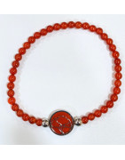 Bracelet Cornaline Pierres Rondes 4mm avec Insert Arbre de Vie
