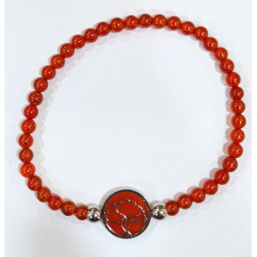 Bracelet Cornaline Pierres Rondes 4mm avec Insert Arbre de Vie