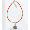 Bracelet Cornaline avec Fleur de vie et Inserts Argent 925 17 + 3 cm