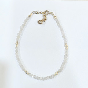 Bracelet Pierre de lune 2mm Facettée avec Inserts Argent 925