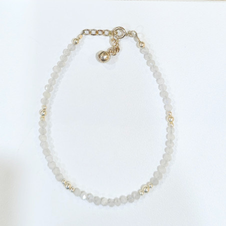 Bracelet Pierre de lune 2mm Facettée avec Inserts Argent 925