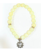 Bracelet Opaline Pierres Rondes Facettées 8mm avec Breloque Chakra du Cœur