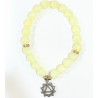 Bracelet Opaline Pierres Rondes Facettées 8mm avec Breloque Chakra du Cœur