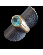 Bague Topaze bleue argent 925 plaqué or Taille 51