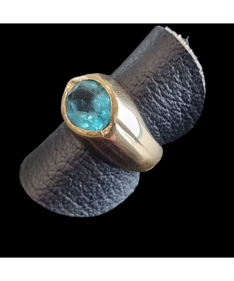 Bague Topaze bleue argent 925 plaqué or Taille 51