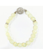Bracelet Opaline Pierres Rondes Facettées 8mm avec Breloque Chakra 3ème Œil