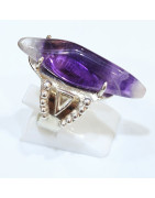 Bague Améthyste Argent 925 Taille 58 Création "Meirea L'Atelier"