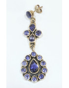 Boucles Tanzanite Pierres Gouttes et Rondes Facettées Argent 925