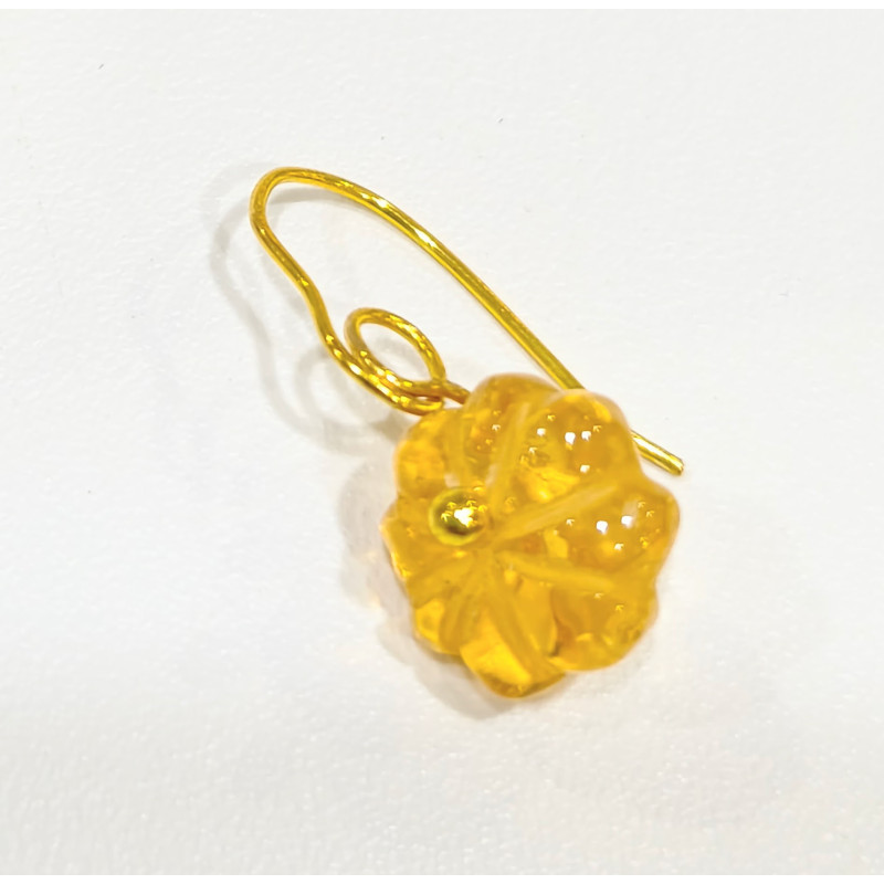 Boucles Citrine Fleur Plaquées Or