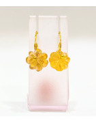 Boucles Citrine Fleur Plaquées Or