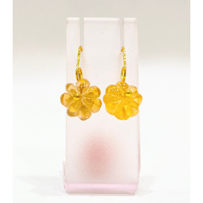 Boucles Citrine Fleur Plaquées Or