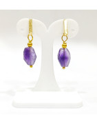Boucles Améthyste Facettée Plaquée Or 2 cm